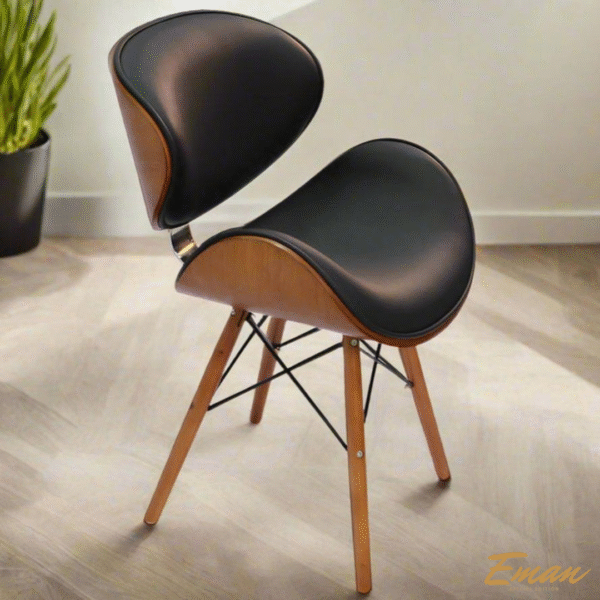 Retro Style DSW Faux Eiffel black dining chair Walnut Finish - Image 2