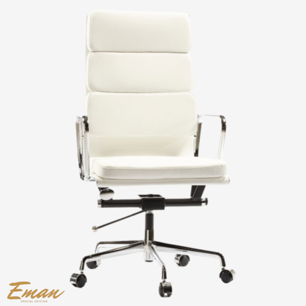 Armchair Office Chair – Eames Style Soft Pad High Back 219 White - Image 1