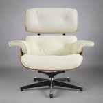 High-Quality Charles Eames Lounge Chair and Ottoman – Premium Ivory White Leather, Walnut Wood - Image 3