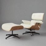 High-Quality Charles Eames Lounge Chair and Ottoman – Premium Ivory White Leather, Walnut Wood