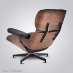 Eames Lounge Chair and Ottoman Set in Black Leather and Walnut Wood