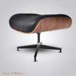 Eames Lounge Chair with Black Leather and Walnut Wood in a Modern Living Room Setting