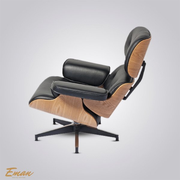Reproduction Eames Lounge Chair & Ottoman – Black Leather & Normal Base - Image 3