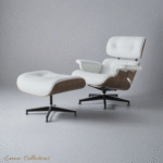 Lounge Chair Charles Eames- Walnut Wood & White Leather