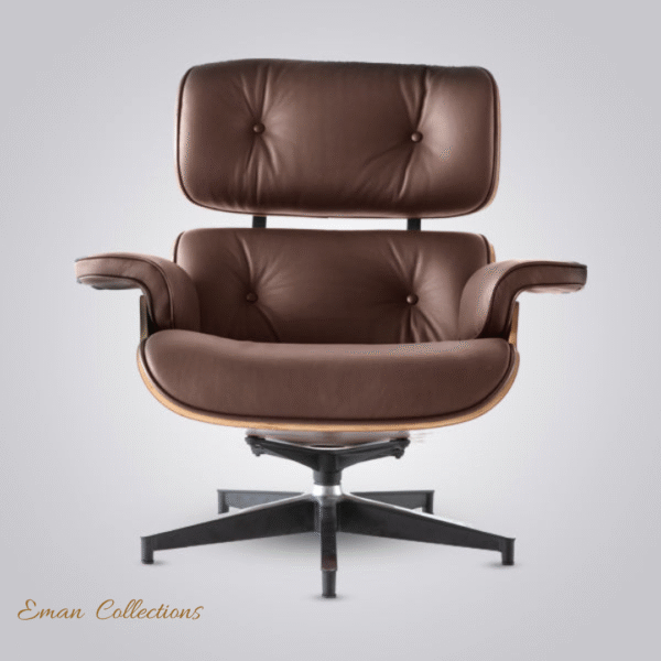 Premium Brown Leather Eames Lounge Chair & Walnut Wood – Classic Comfort & Style - Image 2