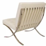 Back view of the cream leather Barcelona chair with tufted cushion grid