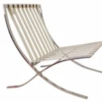 Barcelona chair in cream with footrest, side view