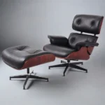 Charles eames lounge chair replica in dark rosewood with black leather and matching ottoman