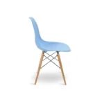 Eames DSW chair in blue with moulded shell and beech wooden dowel legs