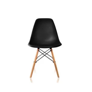 Eames DSW chair in black with moulded shell and beech wooden dowel legs