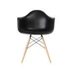 Eames style DAW arm chair in black with wooden dowel legs
