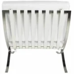 Back view of the white leather Barcelona chair with tufted cushion grid