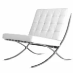 Premium Barcelona chair in white Italian leather with mirror chrome frame with matching footrest