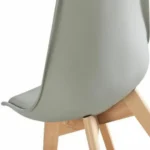 Close-up detail of the grey padded cushion and ergonomic plastic shell