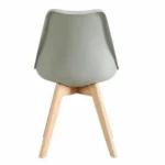 Set of 3 modern grey tulip dining chairs with solid beech wood legs