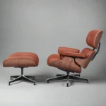 Mid century chair and ottoman dimensions diagram with measurements in cm