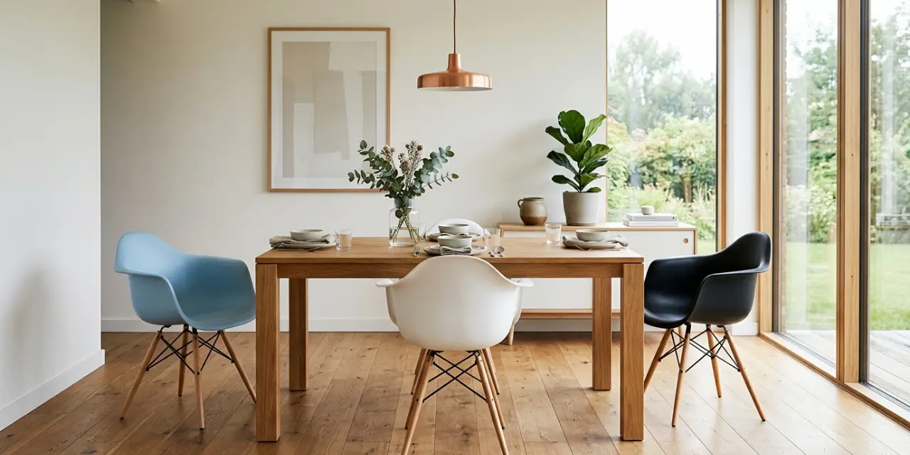 Eames style DAW arm chair in black with wooden dowel legs